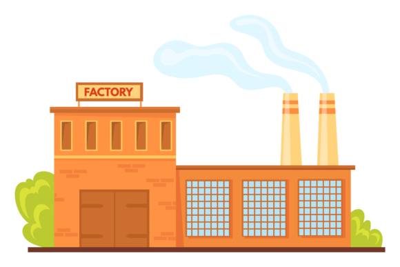 Download Factory Facade. Cartoon Industrial Build - Factory Collection