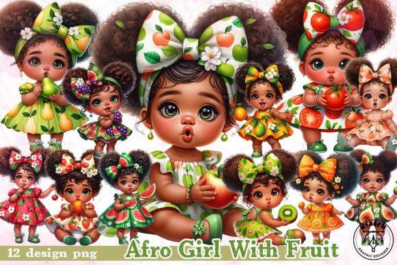 Download Afro Girl with Fruit Clipart PNG - Afro girl Collection