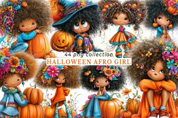 Download Halloween Afro Girl Clipart Set - Afro girl Collection