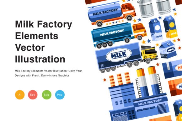 Download Milk Factory Elements Vector Illustratio - Factory Collection
