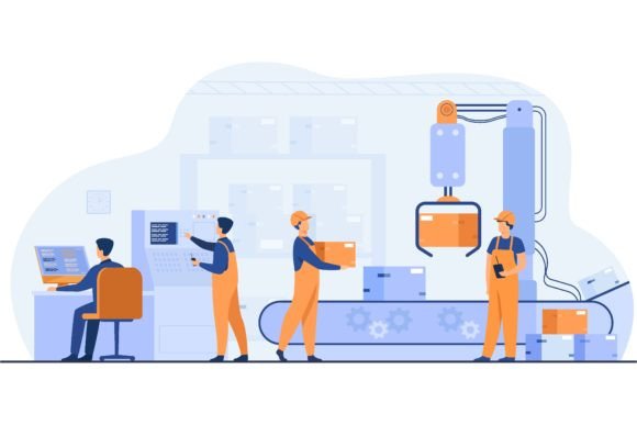 Download Factory Workers and Robotic Arm Removing - Factory Collection