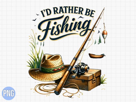 Download Vintage Rather Be Fishing Outdoors PNG - Outdoors Collection